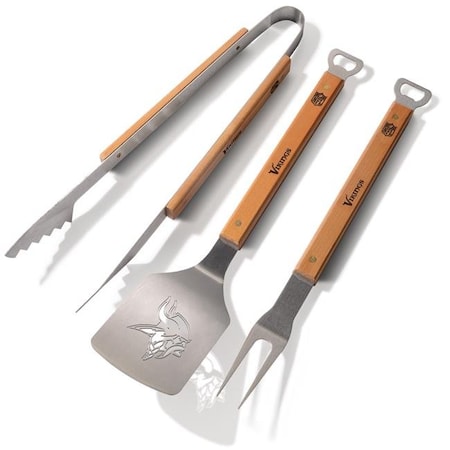 YouTheFan 7012322 Minnesota Vikings Classic Series 3 Piece BBQ Set